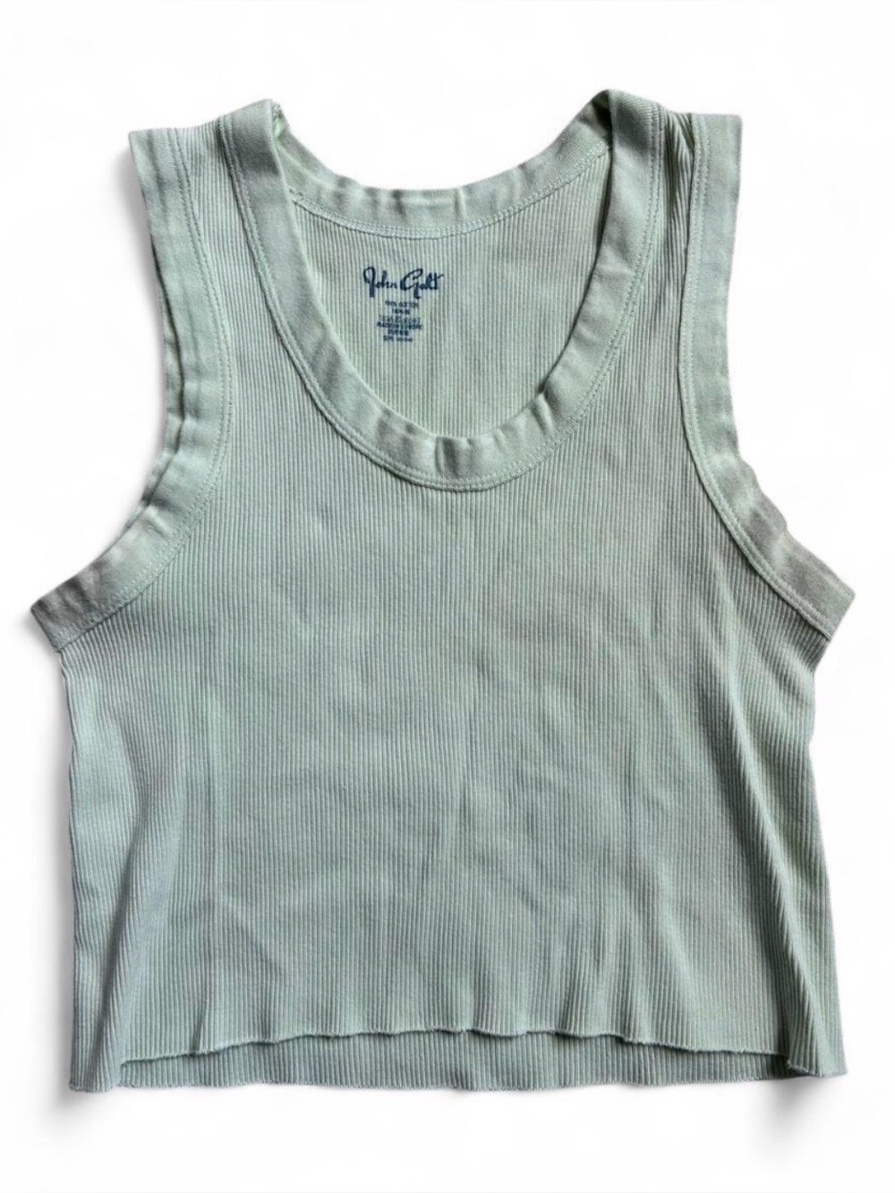 John Galt Brandy Melville  light green ribbed Crop Tank Cotton